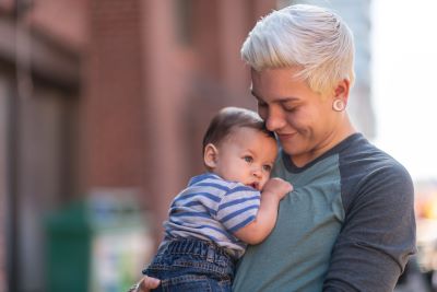 person holding a small child